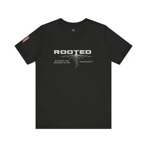 Rooted Christian Shirt, Ephesians 3:17 Verse Tee, Faith Based Apparel image 1