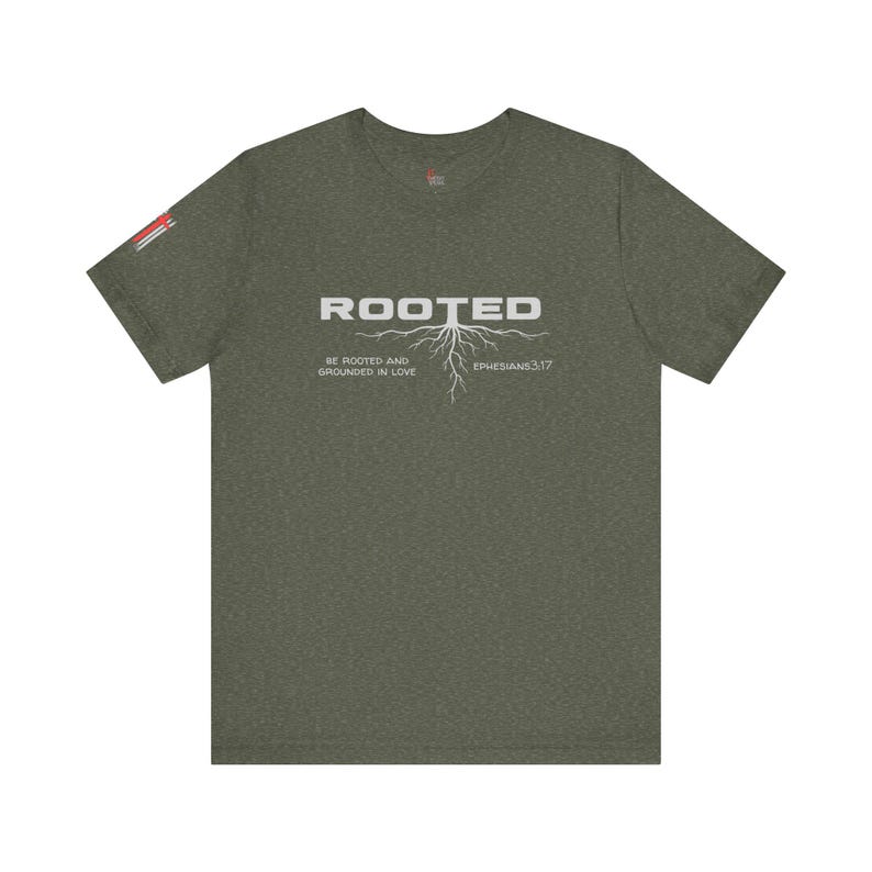 Rooted Christian Shirt, Ephesians 3:17 Verse Tee, Faith Based Apparel image 4