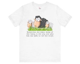 T-shirt noir sarcastique famille mouton, haut à graphique plein d'humour mouton