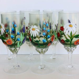 Floral Painted Wine Glasses