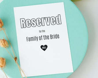 Bold Minimalist Reserved Sign for Wedding. Digital Download Customizable Template