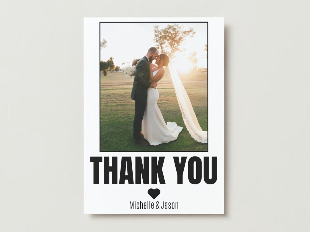 Bold Minimalist Wedding Thank You Card. Digital Download Canva Template ...