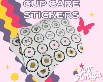 Hand Wash Only Cup Stickers | 2 Inch Round, Waterproof Decals