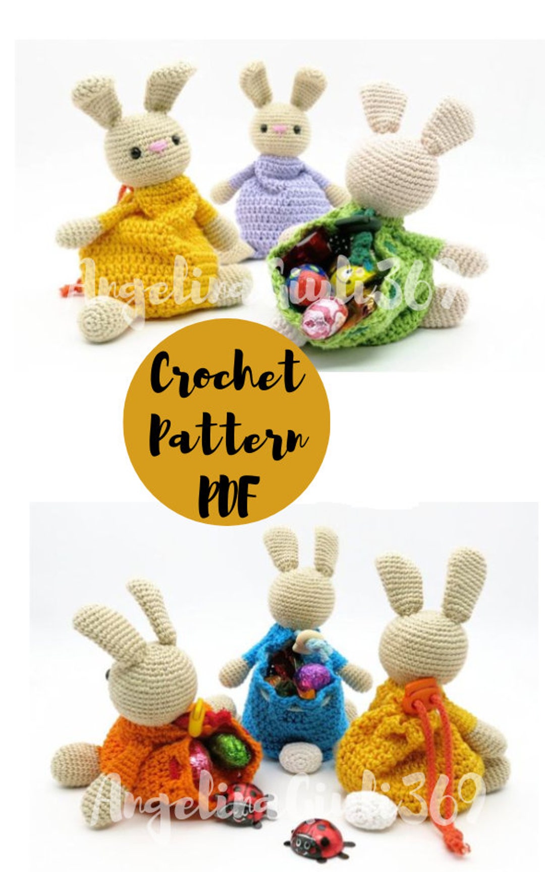Easter Bunny Bags Crochet Pattern Gift for Easter Easter Gift Idea