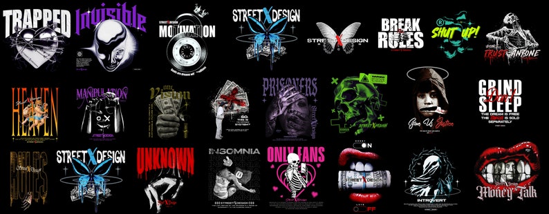 200 Streetwear Tshirt Design Bundle | Shirt Design Bundle | Tshirt Design | Tshirt Designs PNG | digital download | Png Sublimation Download