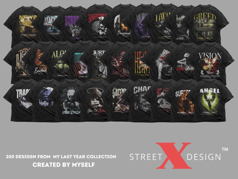 200 Streetwear Tshirt Design Bundle | Shirt Design Bundle | Tshirt Design | Tshirt Designs PNG | digital download | Png Sublimation Download