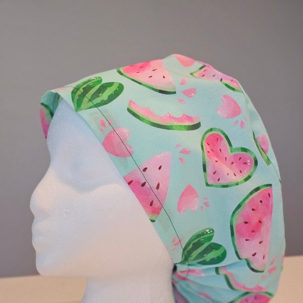 Watermelon on Mint Bouffants, Ponytails, and Skull Caps