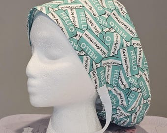 Hello My Name Is Anesthesia  in Turquoise Scrub Caps