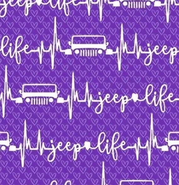 Jeep Life Heartbeat in Purple Scrub Caps