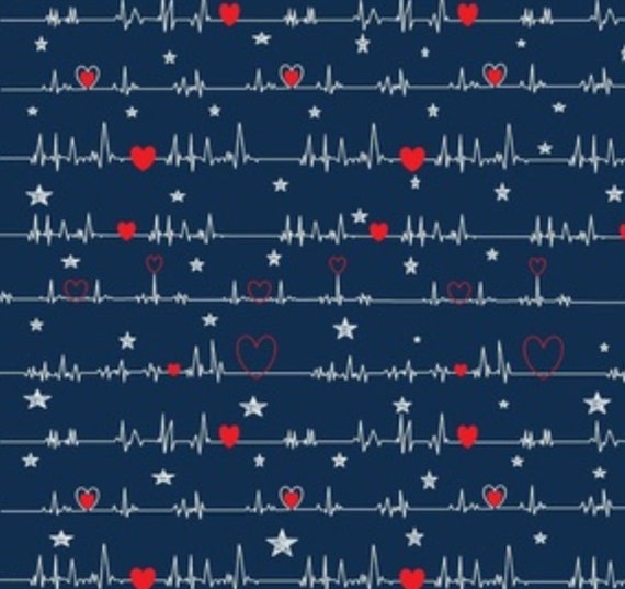 EKG with Stars on Blue
