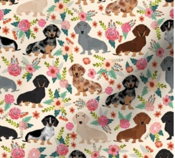 Vintage Floral Dachshund Scrub Caps