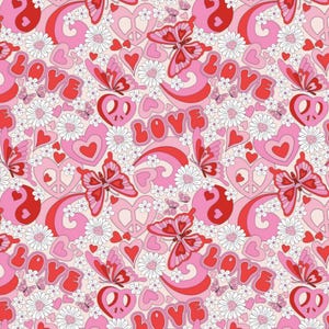 Groovy Hippie Valentine Flower Scrub Caps