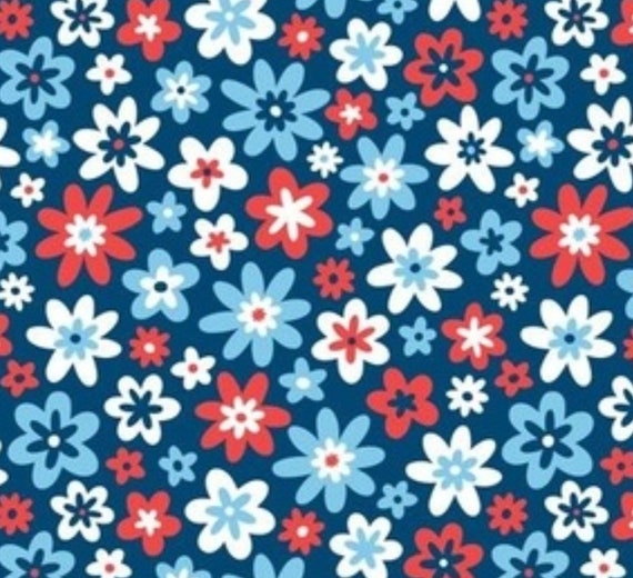 Retro Floral on Blue