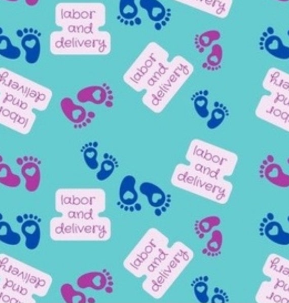 Baby Feet Labor and Delivery on Aqua Bouffants, Ponytails, Skull Caps