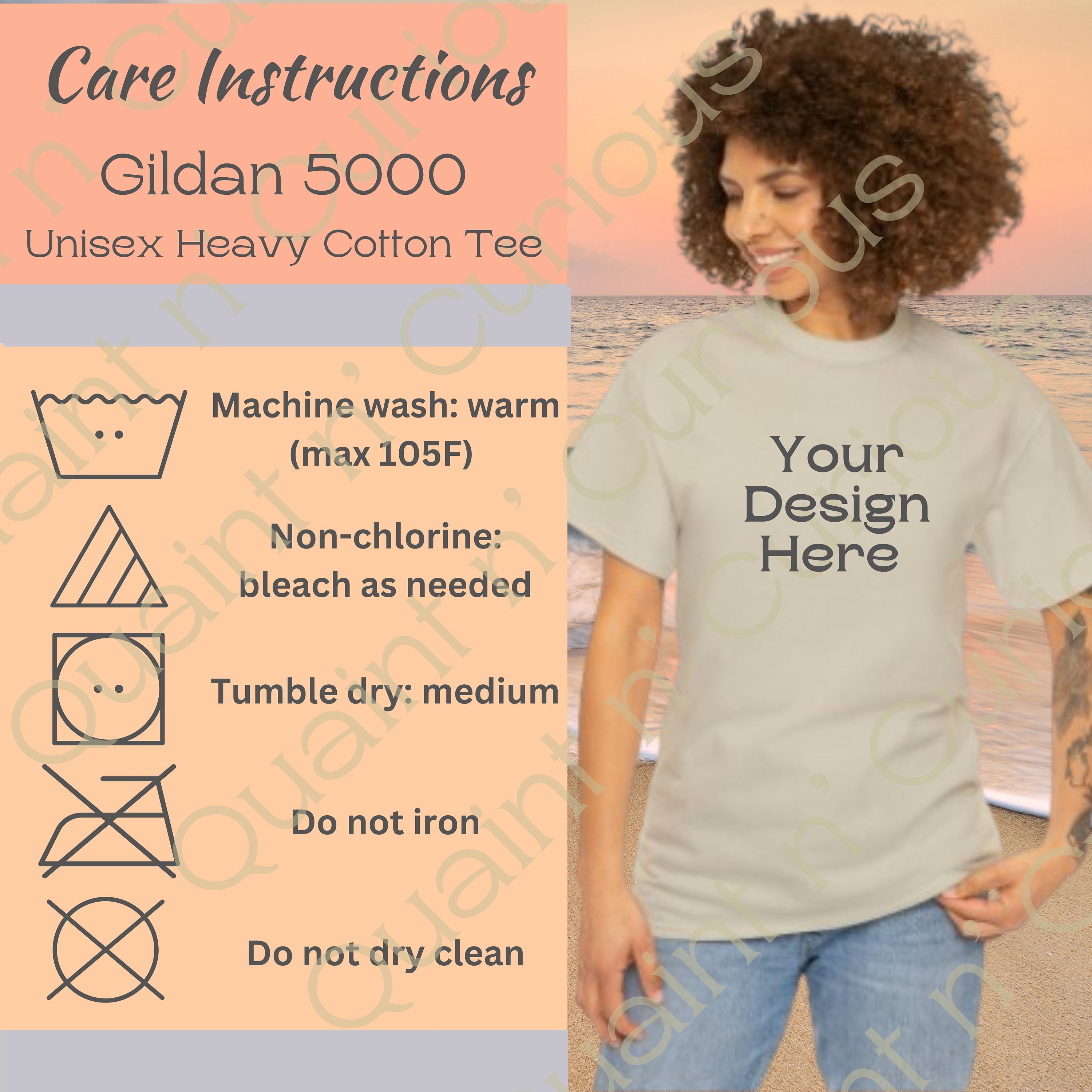 Gildan 5000 Size Chart and Washing Instructions, Gildan 5000 Unisex ...