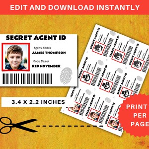 Secret Agent Badge Printable Spy Name Badge Spy Agent Badge Secret Agent Badges for Kids Spy ...