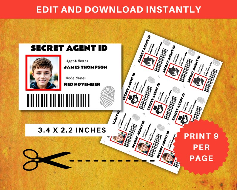 Secret Agent Badge Printable Spy Name Badge Spy Agent Badge Secret Agent Badges for Kids Spy ...