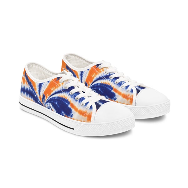 Women's Low Top Sneakers - Blue & Orange Tie Dye