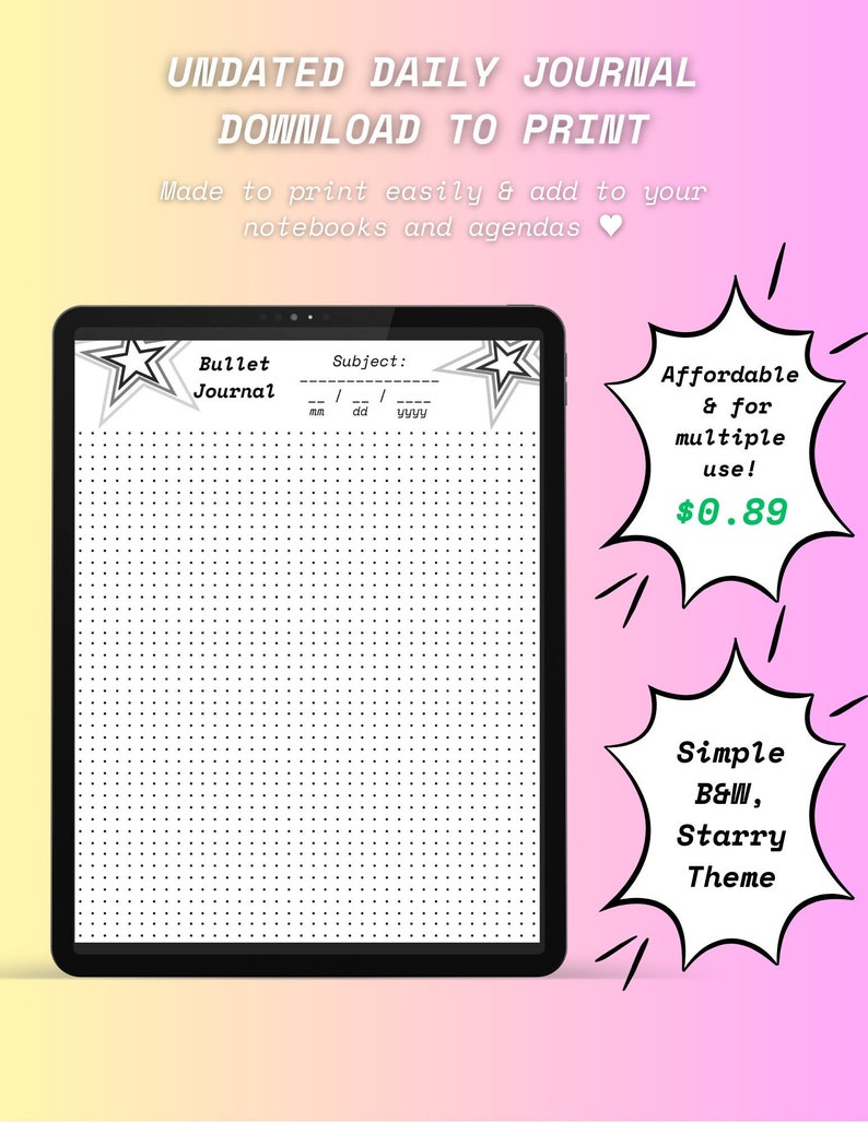 NEW** Undated Bullet Journal (dotted), Digital Download, Printable PDF ...