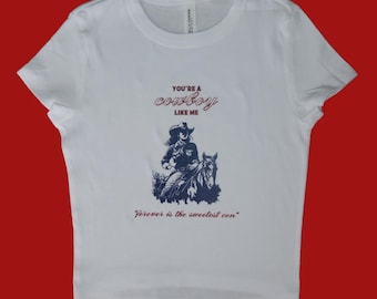 Cowboy- white baby tee