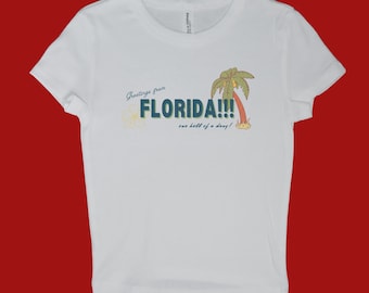 Greetings from... white baby tee