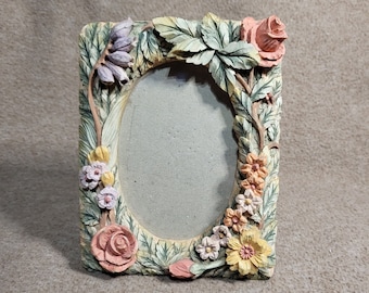 Vtg. 1992 Price Products Marco floral 3D fabricado en Tailandia Marco 7,5 x 5 pulgadas Foto 4 x 6 pulgadas