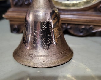 Vintage 1960's-1970's Brass Calling Bell with Etched Bird on 2 Sides