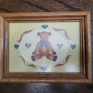 Framed 2006 Hand Painted Teddy Bear with Autograph by Bobbie Molder