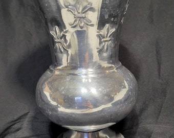 Vintage 1970's Classic Style Silver Jardiniere Metal Urn Vase Made in India