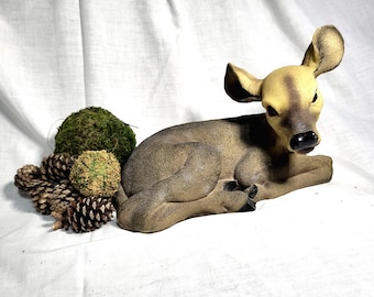 Vintage Resin Resting Baby Deer Fawn