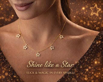 Collar con dije de estrella, joyería delicada de la suerte, regalo celestial minimalista, oro y plata, elegante para mujer.