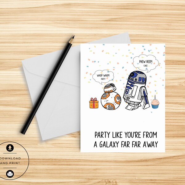 Droids Birthday Card - Funny Card - Card for Friend - Printable Card - Punny - Nerdy - Cute Card