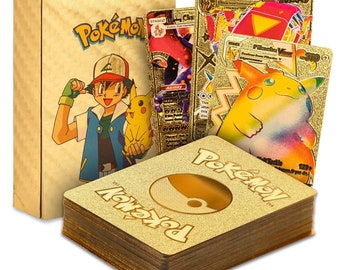 110 pieces Pokemon Gold Foil Cards, Vmax GX Energy Golden Card Pokemon, Collectibles Cards, Trading Card