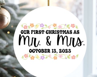 Personalized Our First Christmas as Mr. and Mrs. Ornament Gift for Newlywed Gift for Wedding Gift for Christmas First Christmas Personalized