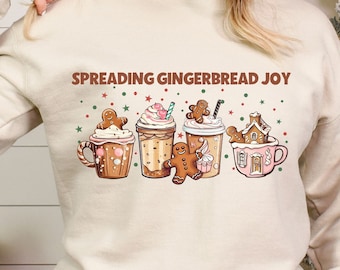 Gingerbread Christmas Coffee Sweatshirt: Retro Holiday Shirt