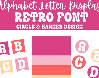Alphabet Letters Super Retro Font Pastel Color Pallet Print Pink Pallet Boho Decor Classroom Decor Bulletin Board Printable Letters