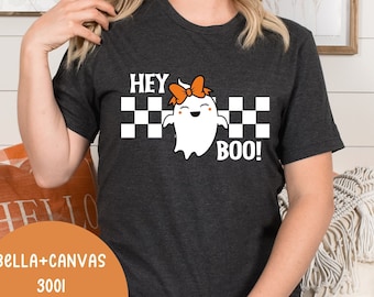 Maglietta divertente di Halloween: disegno del fantasma Hey Boo