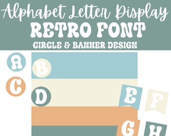 Alphabet Letters Super Retro Font Pastel Color Pallet Print Neutral Pallet Boho Decor Classroom Decor Bulletin Board Printable Letters