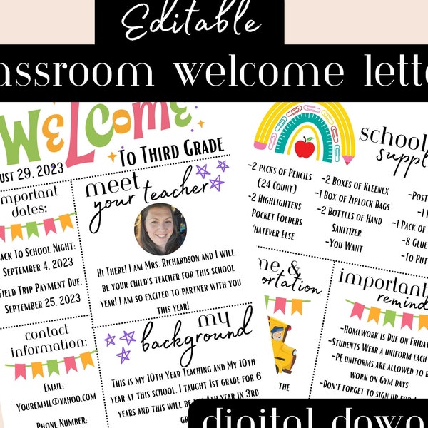 Teacher Letter for Parents Back to School Welcome Letter Classroom Necessity Welcome Letter for Parents Meet the Teacher Letter for Parents