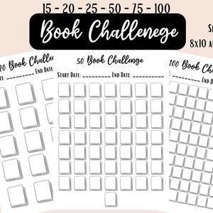 Reading Tracker Printable Book Lover Book Challenge Gift for Book Lover Insert for Book Journal Book Planner Gift for Her 25 50 75 100 Book