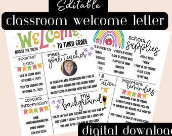 Teacher Letter for Parents Back to School Welcome Letter Classroom Necessity Welcome Letter for Parents Meet the Teacher Letter for Parents