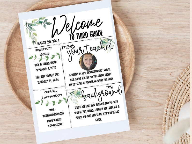 Editable Teacher Welcome Letter Template (digital Download) Etsy