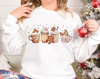 Gingerbread Coffee Christmas Sweatshirt: Retro Holiday Shirt