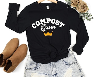 Compost Queen T-shirt met lange mouwen: cadeau milieubewust tuinman