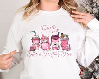Coffee Lover Gift, Christmas Coffee, Pink Christmas Sweatshirt, Holiday Sweatshirt, Retro Christmas, Christmas Shirt, Matching Christmas