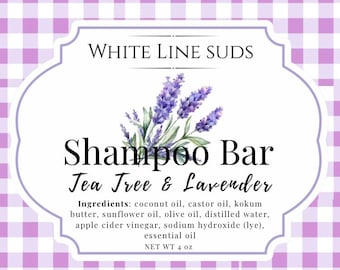 Lavender Tea Tree Shampoo Bar | Natural Hair Soap | Shampoo Bar | Essential Oil Shampoo | Clarifying Scalp Care | Zero Waste Hair Care