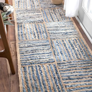 Natuurlijk handgemaakt vloerkleed van jute en denim, een duurzaam en milieuvriendelijk vloerkleed, een perfect cadeau voor vader, een Turks tapijt op maat, of een vloerkleed voor in de hal of binnen.
