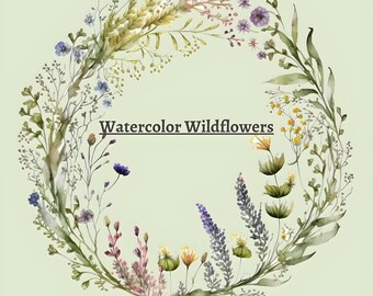 Watercolor wildflowers - floral clipart - flower wreaths - wildflower bouquets - wildflower clipart - premade clipart - wildflower png