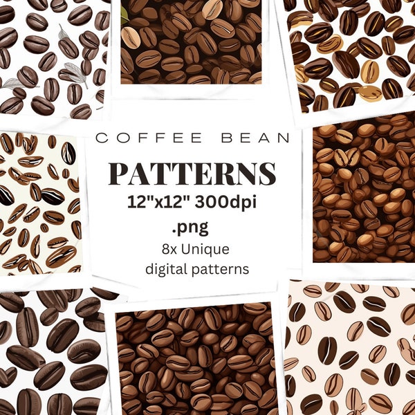 COFFEE BEAN Patterns x8 | High-Quality Seamless Digital Prints | Digital Papers | Instant Download