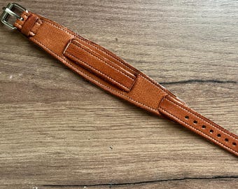 8 10 12 14 16mm cinturino da orologio vintage da trincea militare da ufficiale dell'esercito della Prima e Seconda Guerra Mondiale, fatto a mano in vera pelle conciata al vegetale, da 16 mm